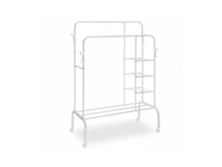 Relaxdays Cabideiro, Barra Dupla Com Rodas E Prateleiras, A X L X P: 154 X 110 X 55 Cm, Cabideiro De Metal, Branco