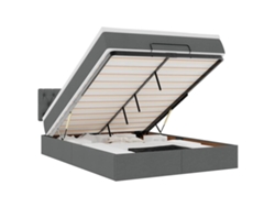 Maison Exclusive - Cama Otomana Con Colchón Led Gris Oscuro 140x200 Cm Tela