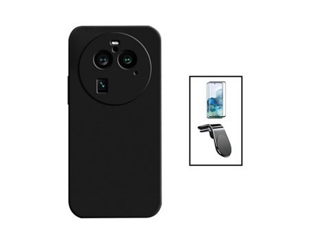 Kit De Película De Vidrio Templado Curvo Cubierta De Silicona Líquida Soporte Magnético L Coche De Conducción Segura Para OPPO Encuentra X6 Pro - N...