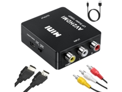 Adaptador RCA AV compuesto CVBS a HDMI 3 en 1 de 1080p con adaptador RCA, cable RCA y HDMI incluidos. Compatible con TV, PS3, VHS/VCR. Pal/ntsc Yuysan