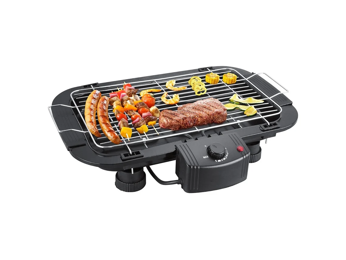 Barbacoa Klack 2000w Con Rejilla Inox Ajustable, 5 Temperaturas Y Bandeja Antigoteo Desmontable