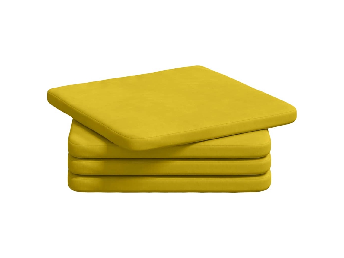 Cojines para asiento, 4 unidades, amarillo, 40 x 40 x 3 cm, terciopelo, HARLANV1