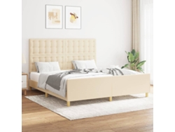 Cama Sin Colchón Tela Color Crema 160x200 Cm