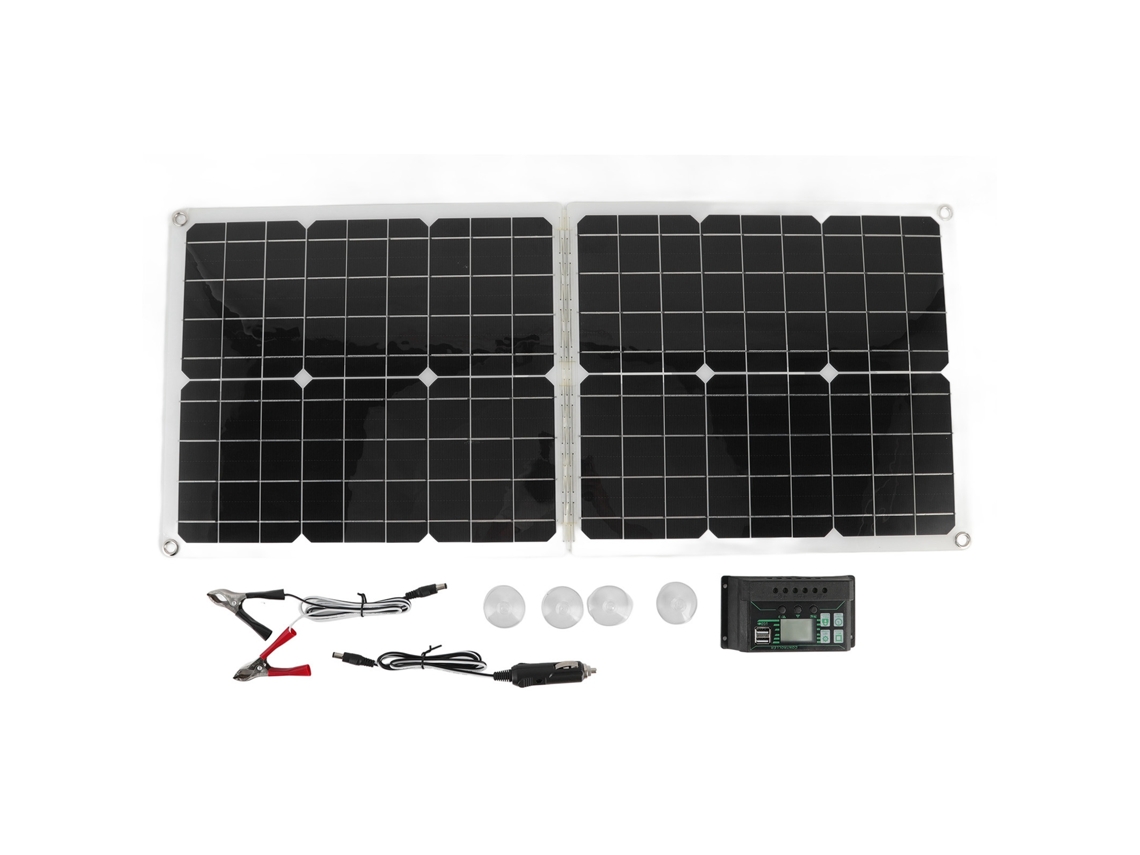 Panel Solar Portátil Plegable De 50 W Y 2 A, Policristalino Y De Alta Eficiencia, Ideal Para Acampar Y Viajar.