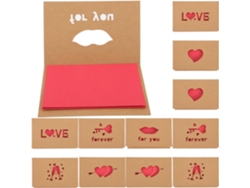 Paquete De 12 Tarjetas De Felicitación De San Valentín Con Forma De Corazón, Sobres Y Tarjetas De Papel Kraft Cortados Con Láser.