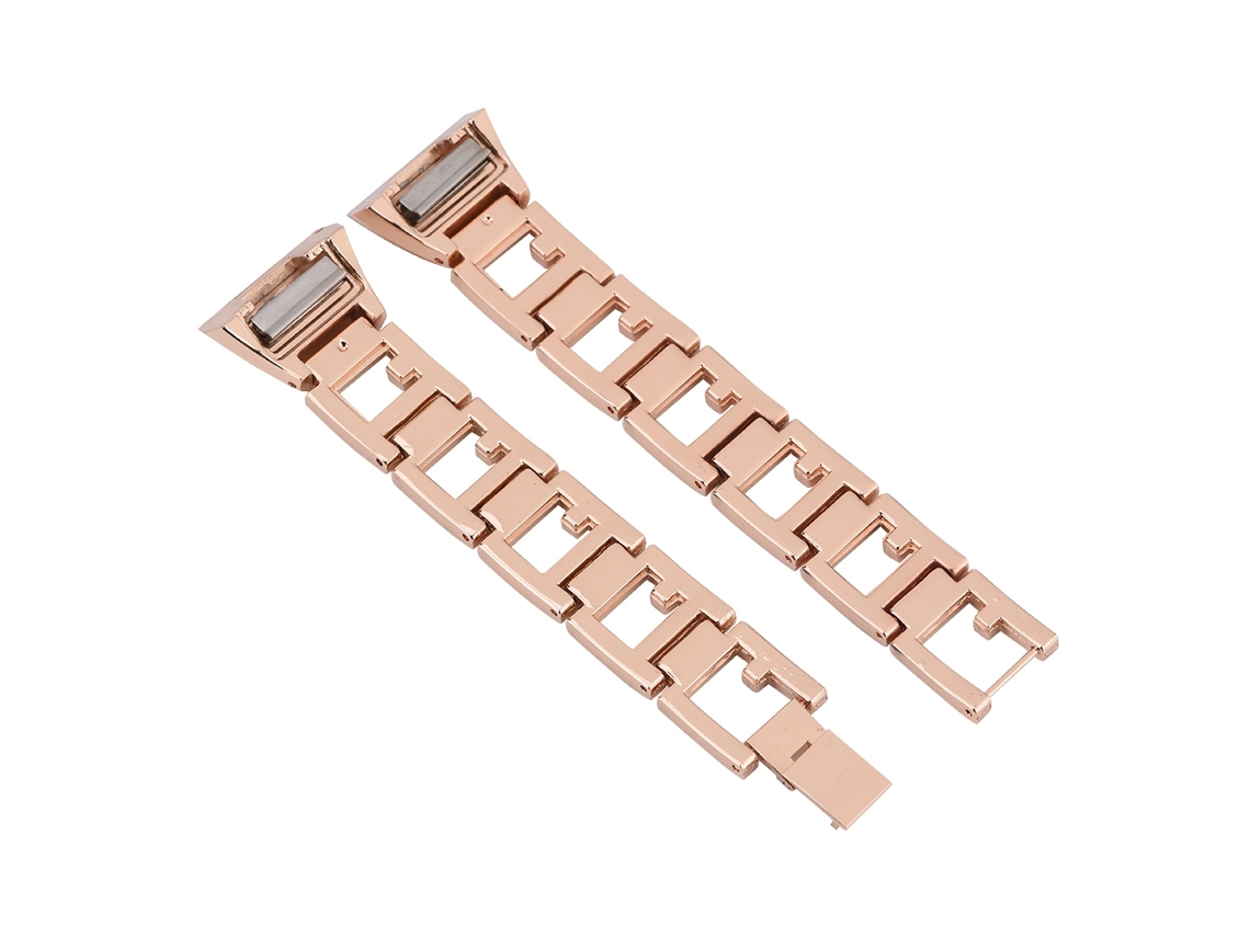 Correa de reloj ajustable con diamantes de imitación para Fitbit Charge 2 en oro rosa