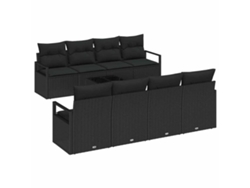 Maison Exclusive - Conjunto De Sofá De Jardín 9 Pcs Negro Ratán Sintético