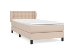 Maison Exclusive - Cama Box Spring Con Colchón Cuero Sintético Capuchino 90x190 Cm