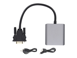 Conversor Vga Para Hd Multimedia Interface 1080p 60hz Com Porta De Áudio E Alimentação Ad014 Mindpure