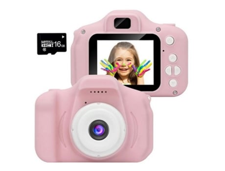 Mini Cámara Digital SLOWMOOSE de Alta Definición Dslr Pequeña con Tarjeta de Memória 8G (Rosa)