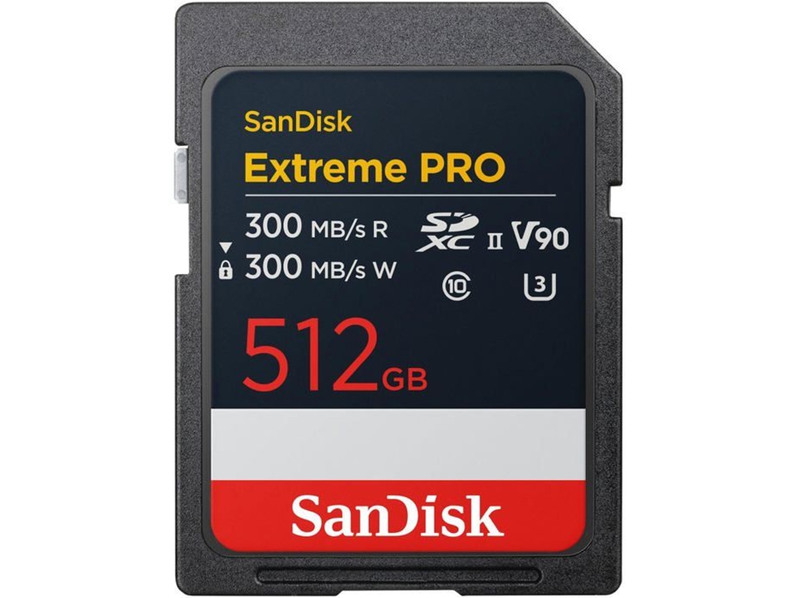 Tarjeta de memoria Sandisk Extreme Pro UHS II V90 de 512 GB con alta velocidad de lectura