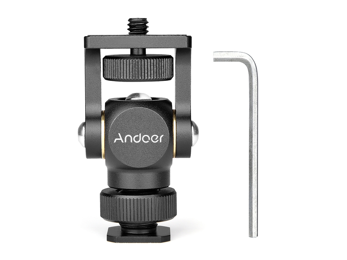 Adaptador de zapata caliente y fría para monitor, luz LED, soporte ajustable con tornillo de 1/4''