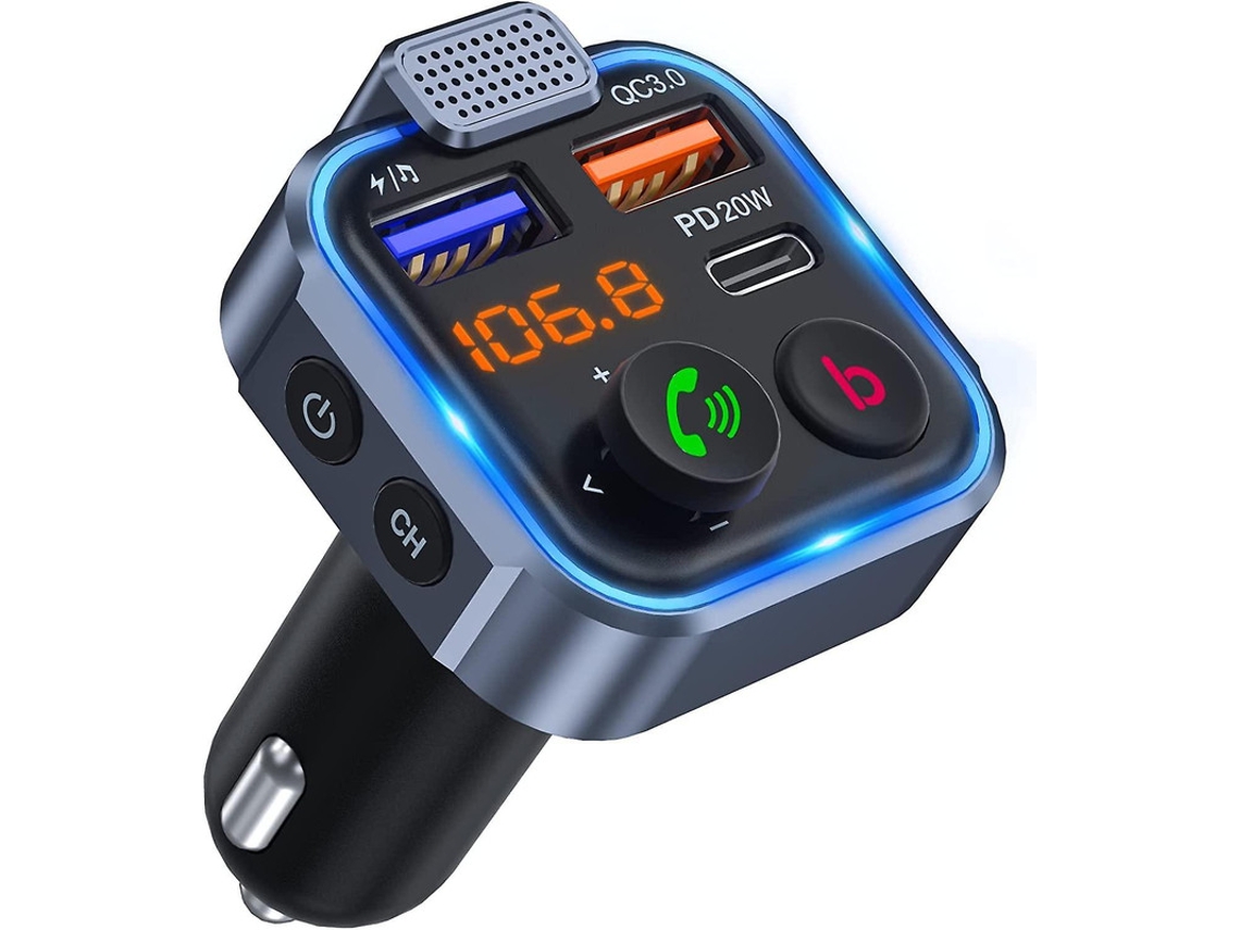 Transmissor Fm Bluetooth Yizhood Bt23l Carregamento Rápido Hi-fi Negro