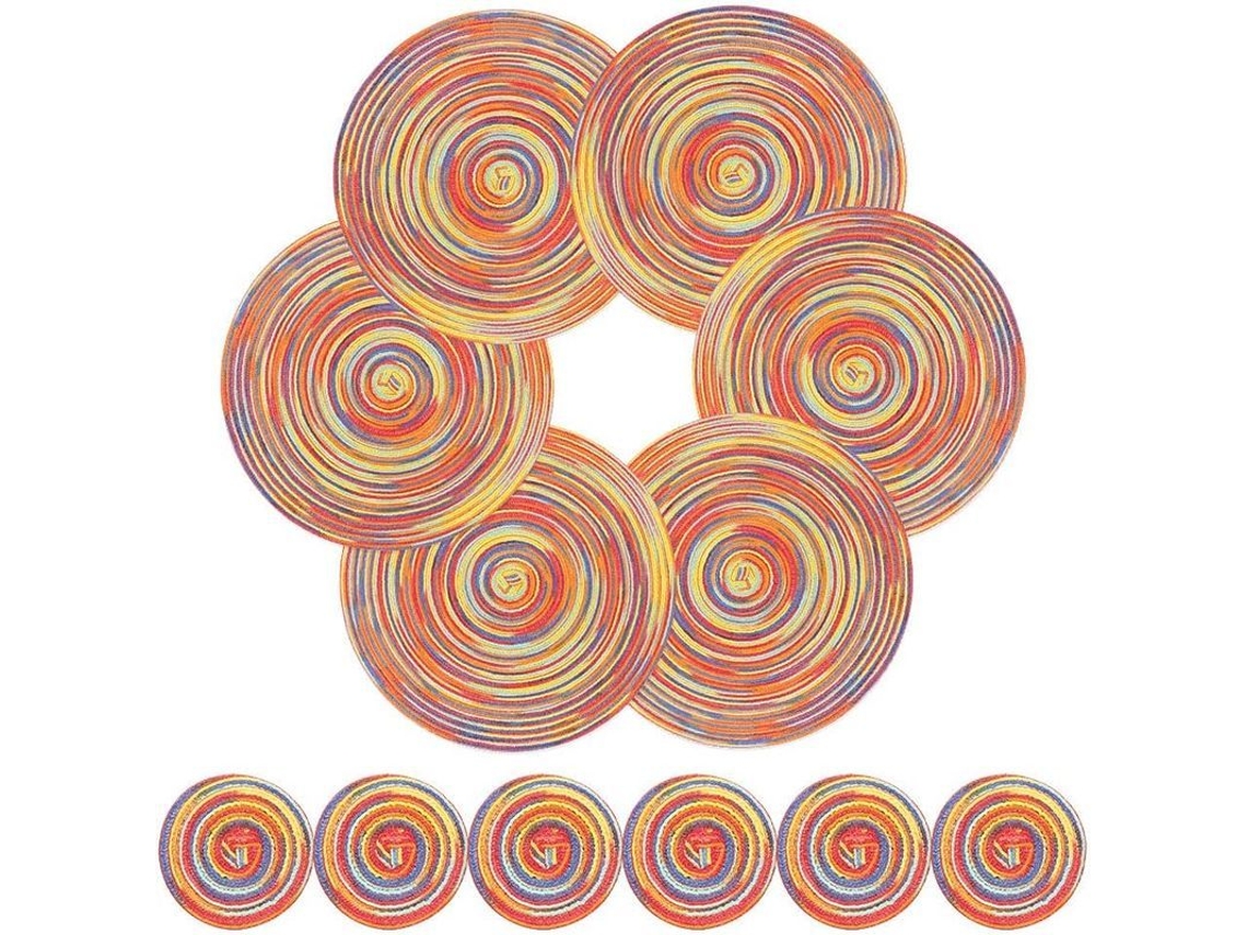 Juego De 6 Manteles Individuales Y Posavasos Redondos, Resistentes Al Calor Y Lavables Para La Cocina.