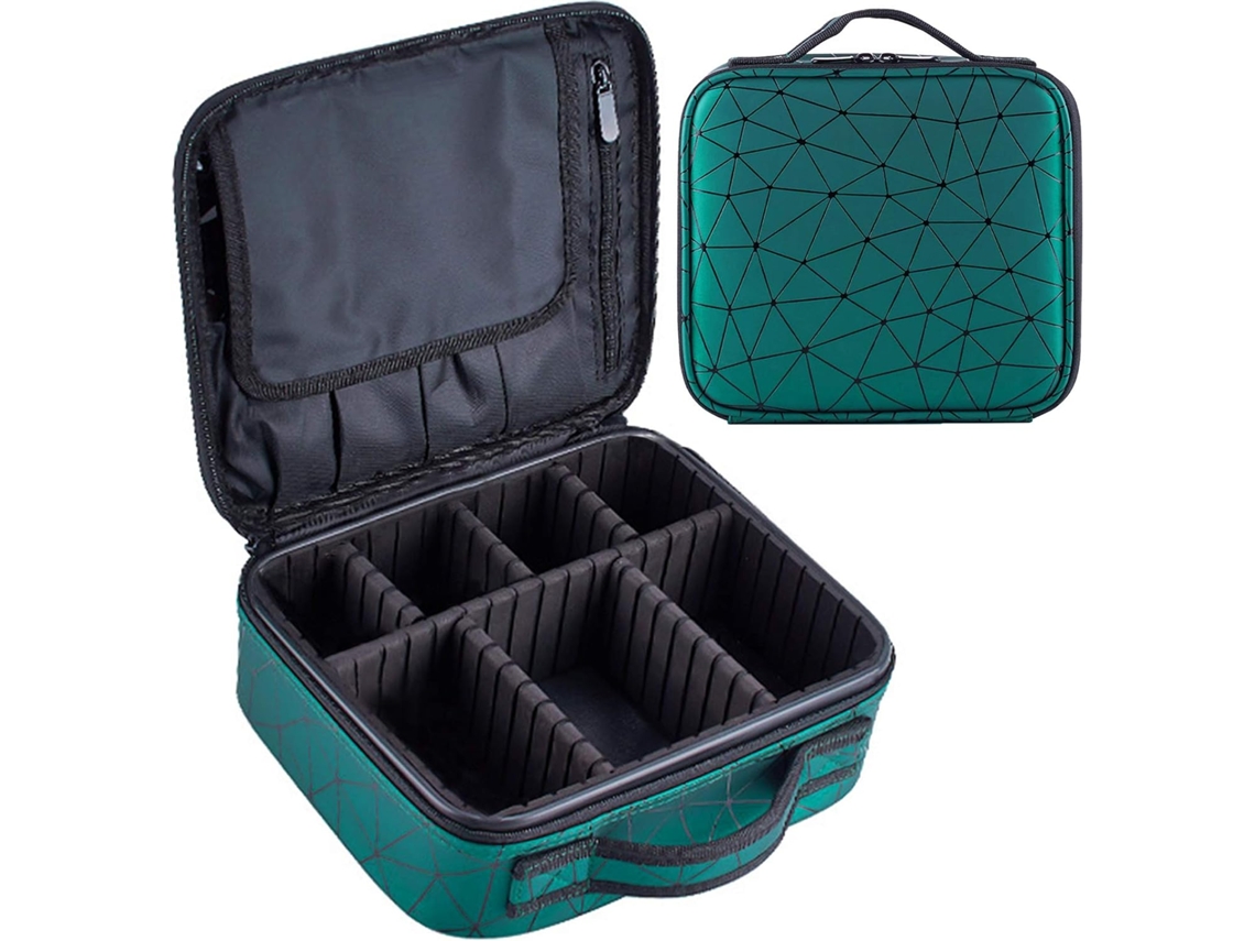 Bolsa cosméticos maquillaje viaje piel sintética verde (25x23x8cm) Kofihety