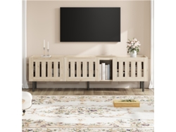 Móvel Tv Baixo Minimalista Madeira Natural Design Vazado Mdf Tv Até 65 Polegadas Sala Estar