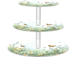 Soporte acrílico de 3 niveles para cupcakes con diseño de flores silvestres y mariposas - Soporte