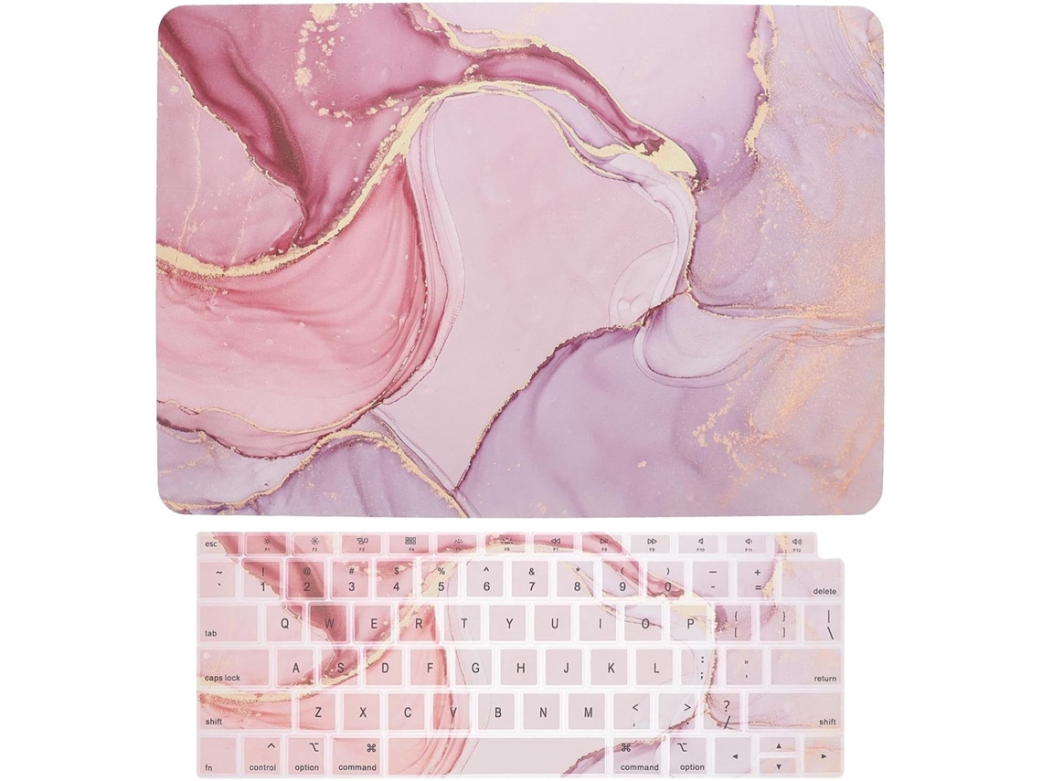 Juego de 2 fundas protectoras de plástico para portátil con estampado de mármol, compatible con MacBook Air. (Juego de 2 fundas de plástico)