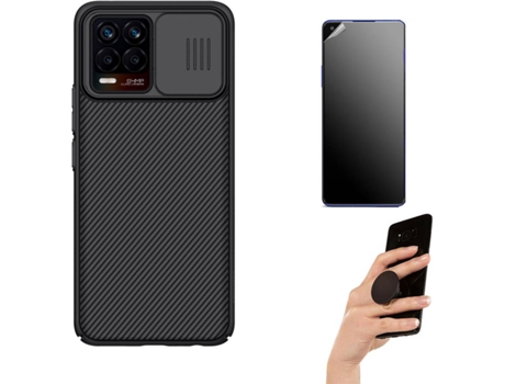 Kit Protector Realme 8 Pro 4G Funda Nillkin Camshield y Soporte Magnético Negro