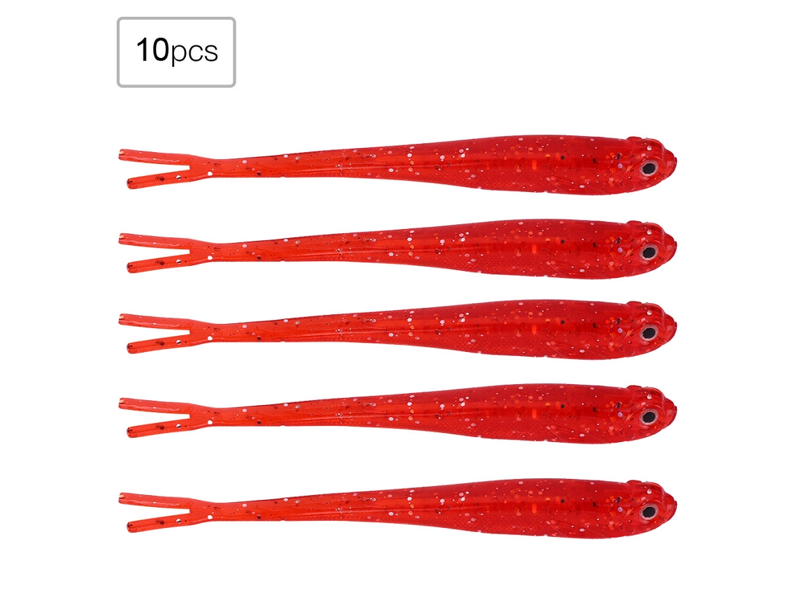 10 Señuelos De Pesca De Pvc De 13 Cm, Cebos Blandos Realistas Para Agua Dulce Y Salada (rojo)