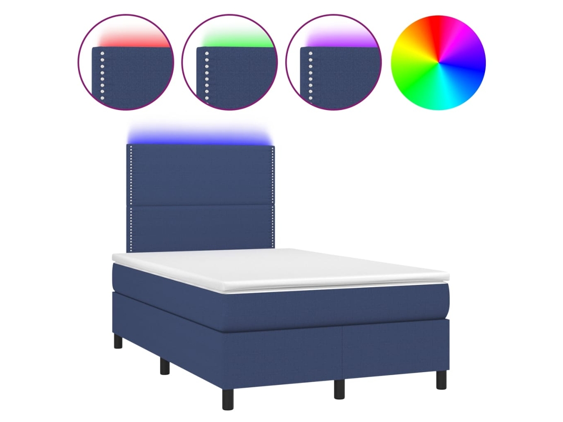 Maison Exclusive - Cama Box Spring Con Colchón Y Led Tela Azul 120x200 Cm