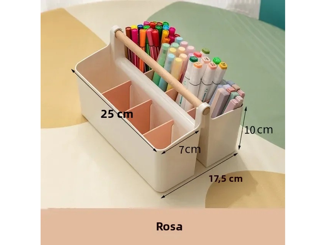 Caja organizadora de escritorio grande y original, ideal para guardar plumas estilográficas y rotuladores, con diseño de dibujos animados. MDUG (rosa)