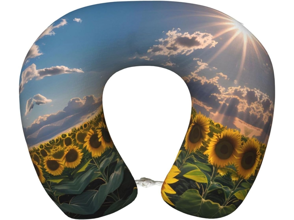 Almohada Viaje Sunflowers Sunlight Espuma Viscoelástica Poliéster Confort. Soporte Relajación, Fácil