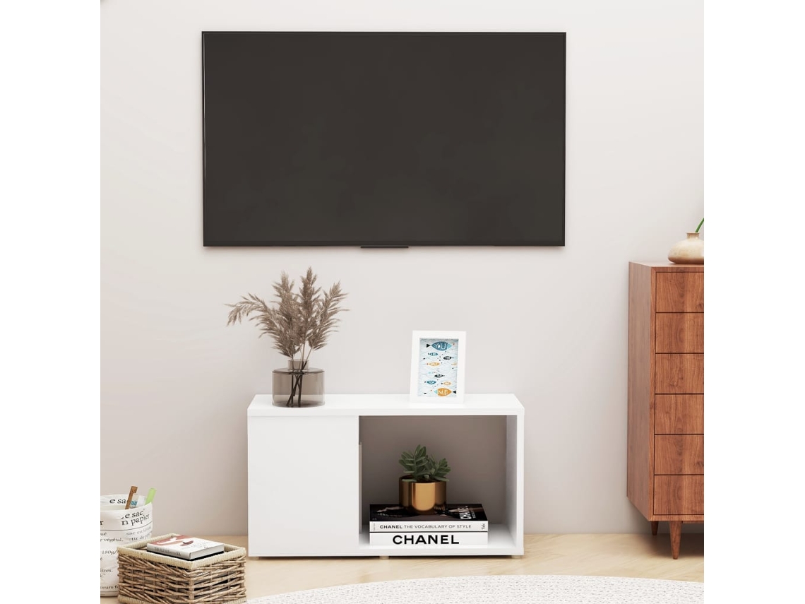 Mueble de Armario Tv 60X24X32Cm Contrachapado Blanco