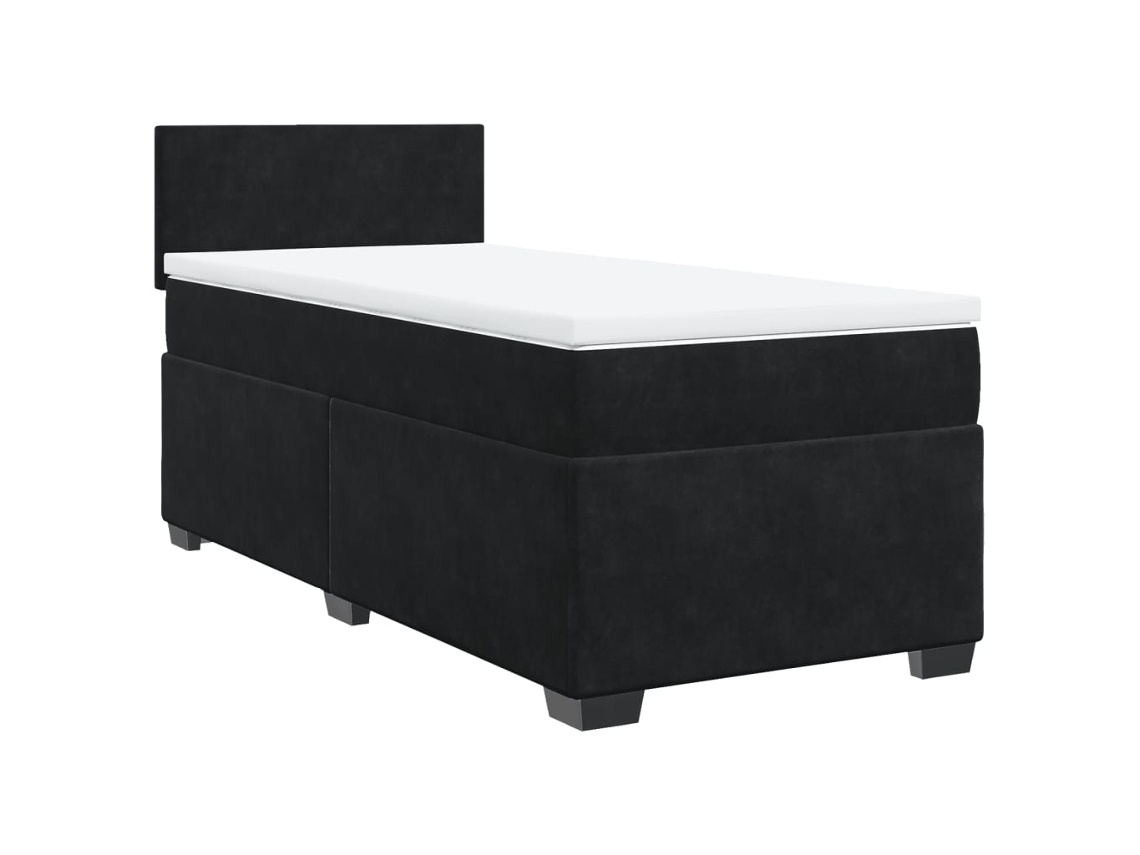Maison Exclusive - Cama Box Spring Con Colchón Terciopelo Negro 80x200 Cm