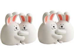 Juego De 2 Pares De Sujetalibros Con Forma De Conejo, Conejo Blanco