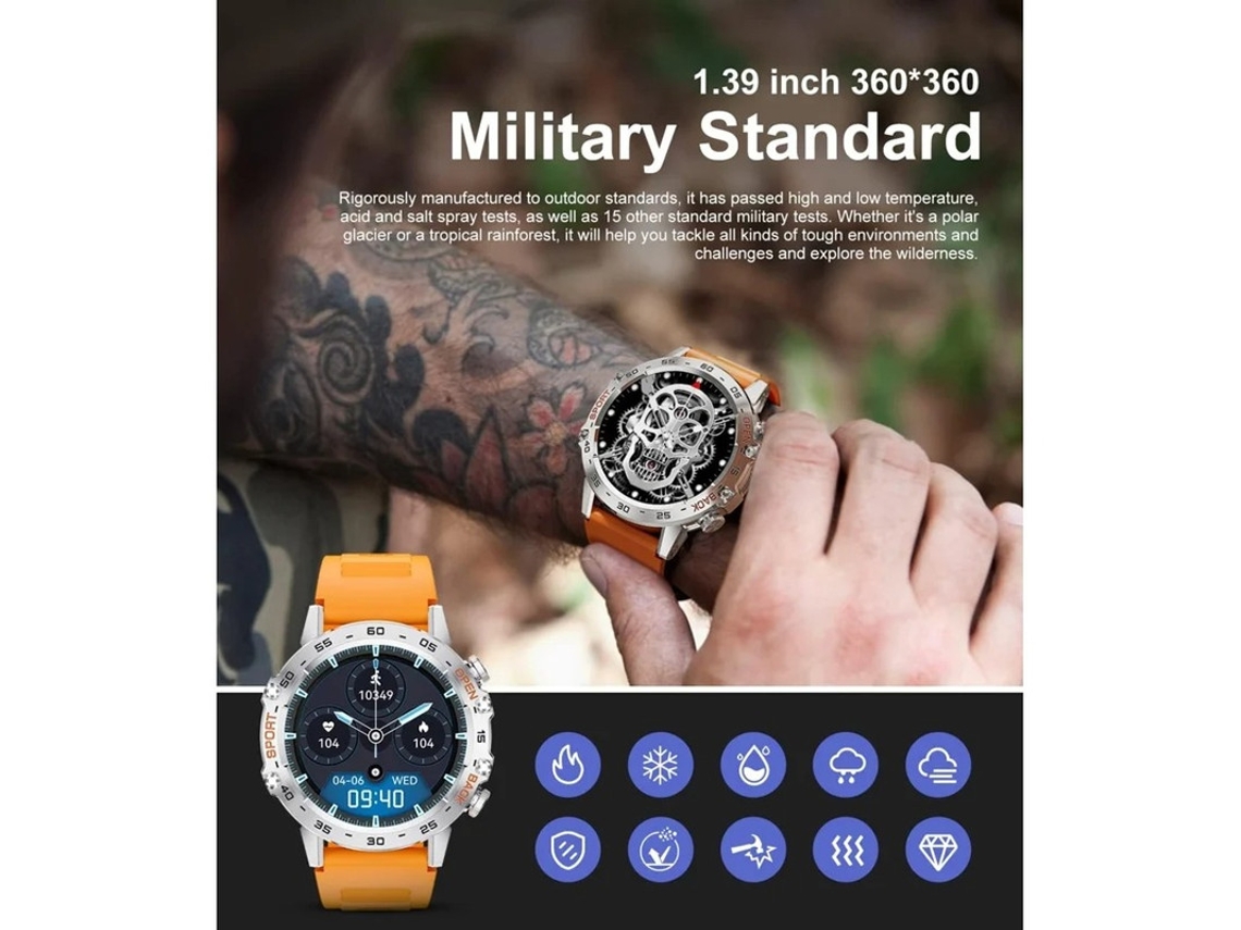 Reloj inteligente Bestvite para hombre con llamadas Bluetooth, pantalla táctil HD de 1,39 pulgadas, resistente al agua hasta 5 ATM, reloj de fitness con monitor de presión arterial