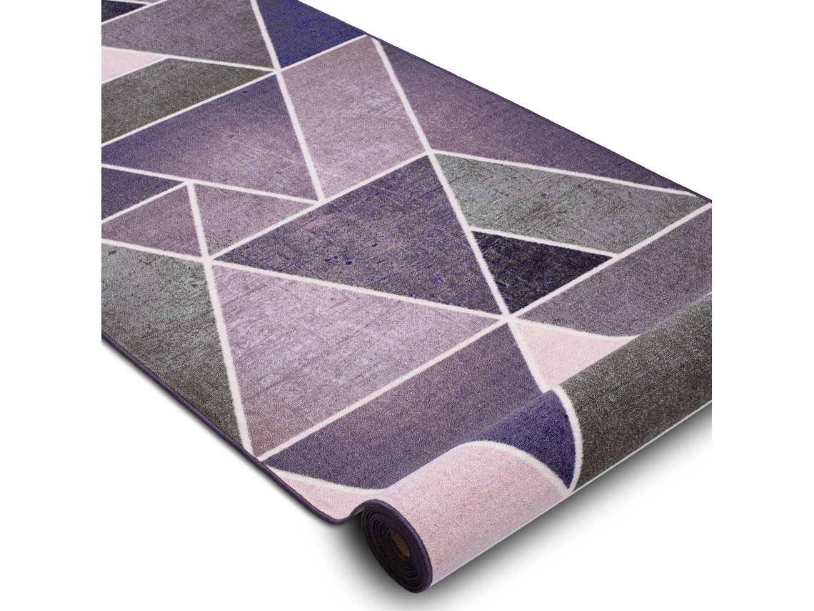 Alfombra de Pasillo con Refuerzo de Goma Triangulos Violet 67 cm