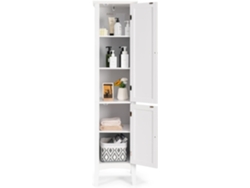 Armario Baño, Armario Baño Columna de 5 Niveles, Mueble Baño, 2 Puertas, 38 x 38 x 160 cm (Blanco) COSTWAY