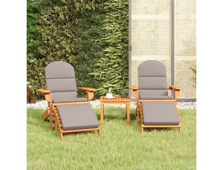 Conjunto 3 de muebles de jardín Adirondack VIDAXL madera acacia