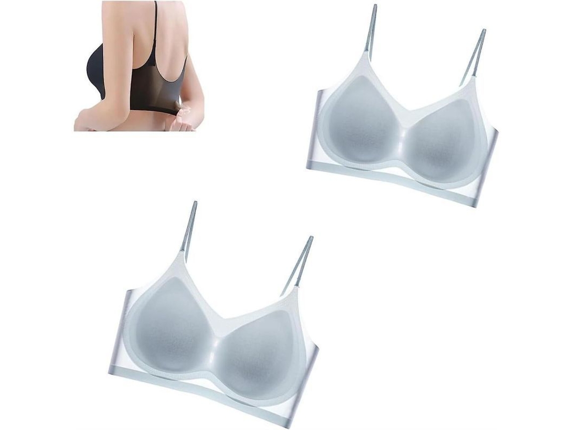 Sujetador De Seda De Hielo Ultradelgado Sin Costuras Para Mujer Plus Size, Cómodo Y Transpirable Para Verano 4xl Azul