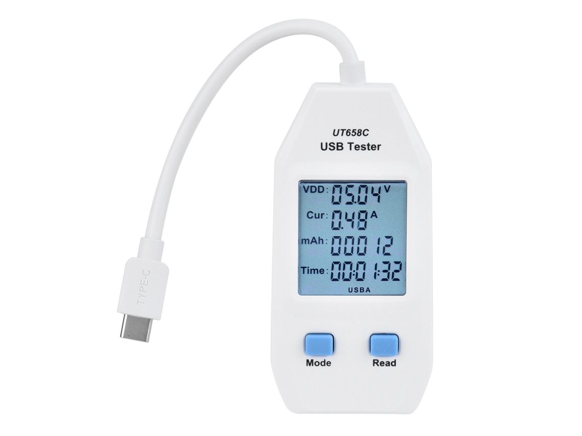 Probador Digital Usb Ut658c, Voltímetro, Amperímetro, Detector De Capacidad Y Energía.