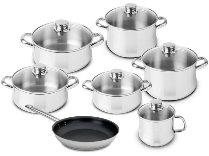 Batería de Cocina SILAMPOS Low Cost Classic Glass/ID ind. (7 piezas)