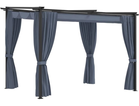 vidaXL Cenador con cortinas acero gris antracita 3x3 m