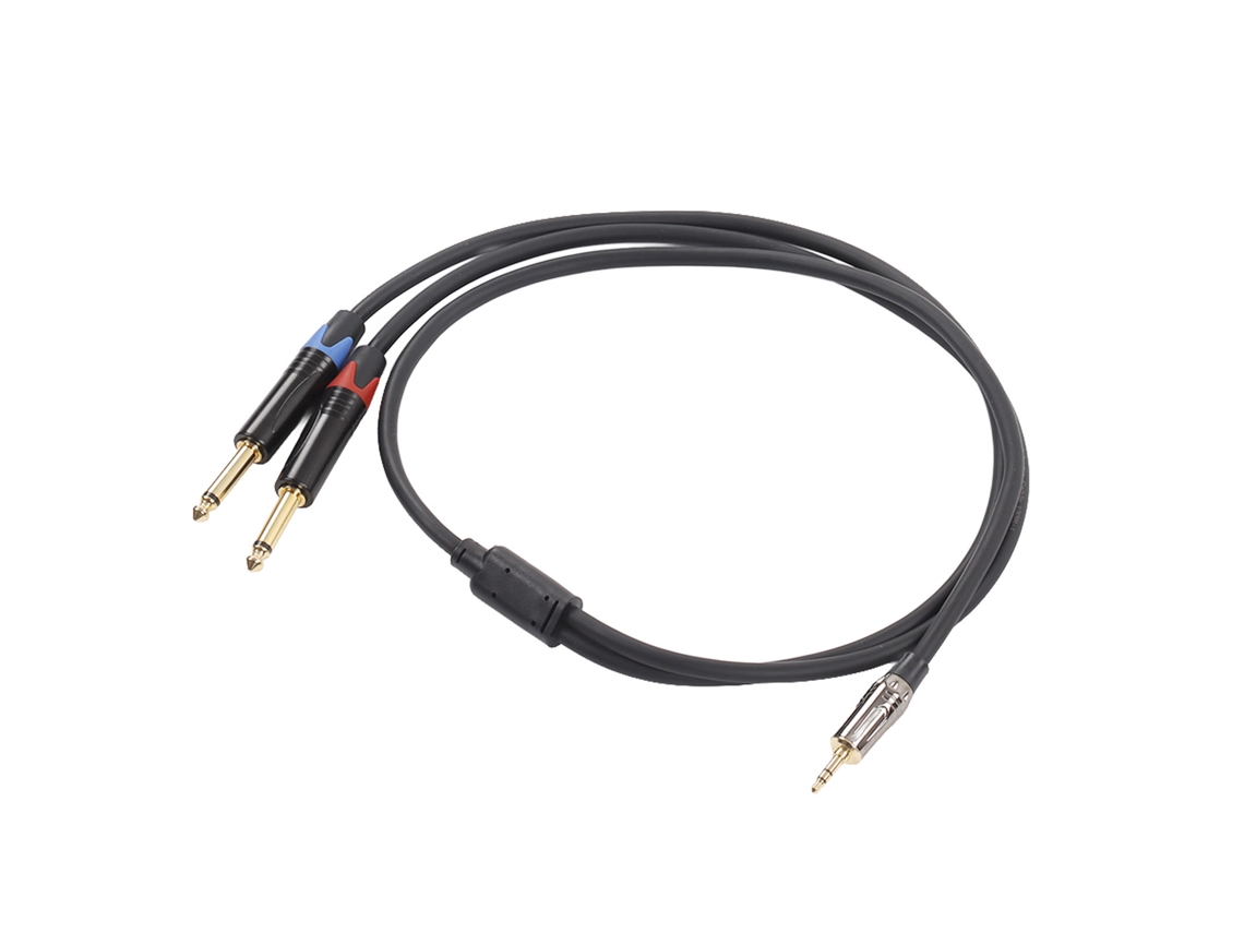 Cable Divisor En Y Estéreo De 3,5 Mm (1/8") Macho A 2 X 6,35 Mm (1/4") Ts Macho, 1 M, Ofc 24k