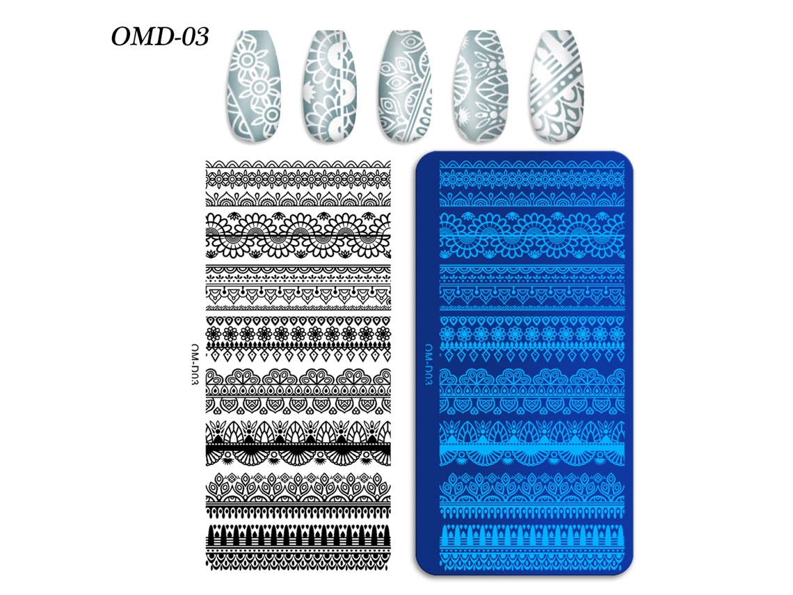 Placas de transferencia de uñas, 3 piezas rectangulares esom-d03