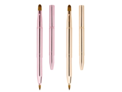 Pinceles para lápiz labial, pinceles plegables para lápiz labial, pincel doble para lápiz labial y brillo labial con tapa.