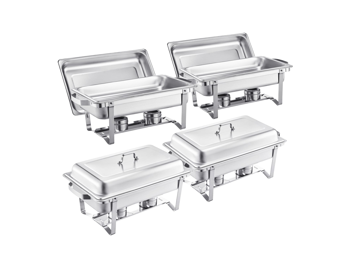 Juego de buffet rectangular Succebuy de 8 litros, paquete de 4, olla grande de acero inoxidable