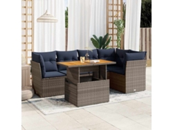 Conjunto de 6 sofás de jardín de mimbre gris con cojines MAISON EXCLUSIVE (80x200 cm)