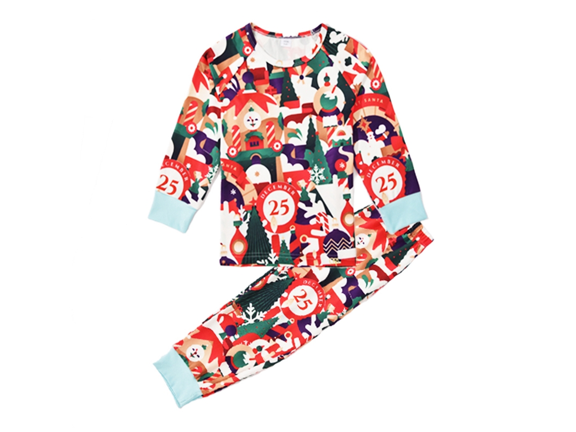 Pijama de Natal Rebe para a Família com Estampa Gráfica, Conjunto de Pijamas para Crianças de 6 a 7 Anos