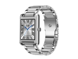 Reloj inteligente rectangular Ice Smart TK 2.0 con correa de acero inoxidable plateada.