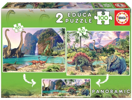 Puzzle EDUCA Junior 2X100 Dino World (Edad Mínima: 6 Años - 200 Piezas)