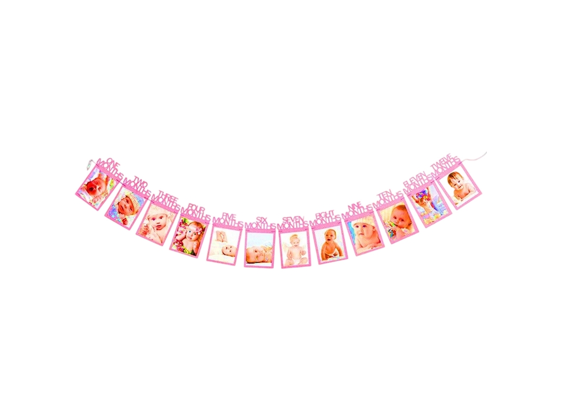 VVJIJILLY Pasta Para Fotos De 1 Ano Do Bebê, 12 Meses, Bandeira De Aniversário, Foto Floral, Quadro De Decoração