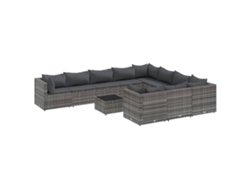 Maison Exclusive - Set De Sofás De Jardín 11 Pzas Y Cojines Ratán Sintético Gris