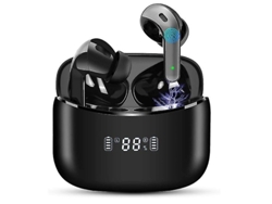 Auriculares Estéreo Sem Fio Controles Lcd Horas Duração Embutido Carregamento Yizhood Bluetooth Negro