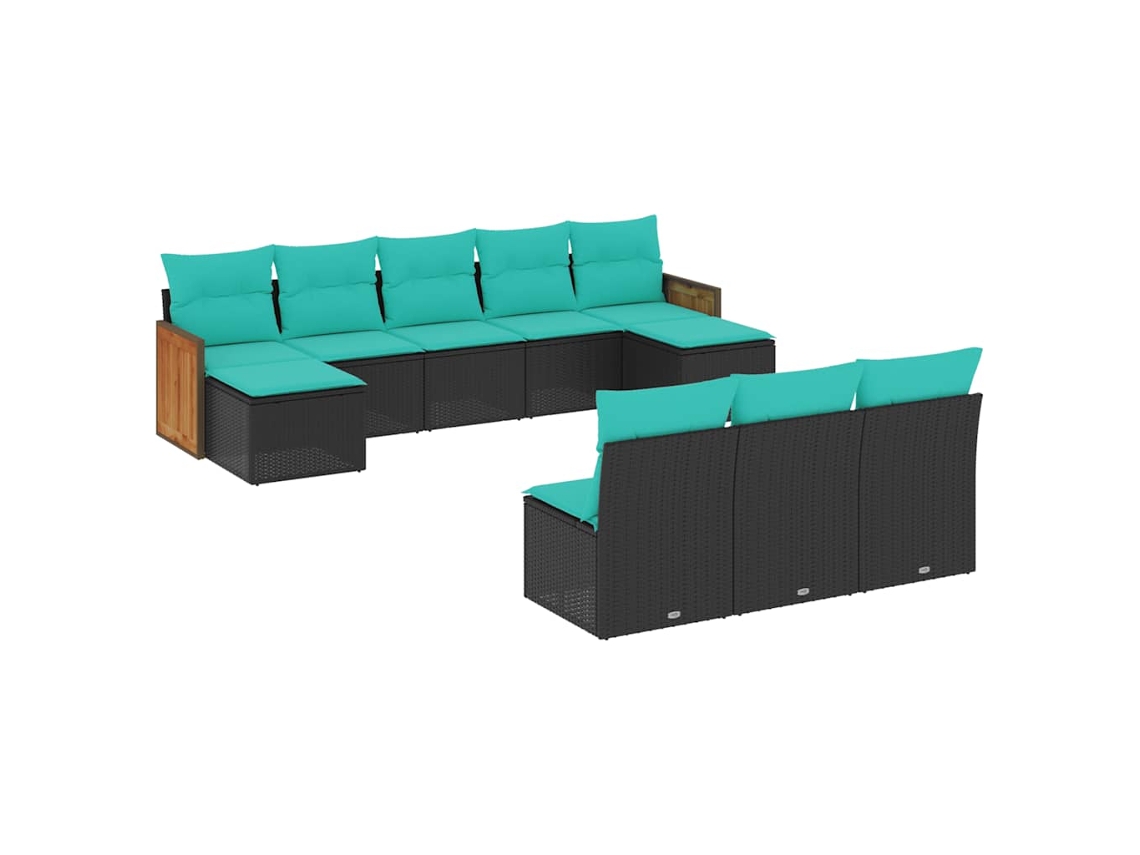 Maison Exclusive - Conjunto De Sofá De Jardín De 10 Piezas Con Cojines, De Poliratán Negro